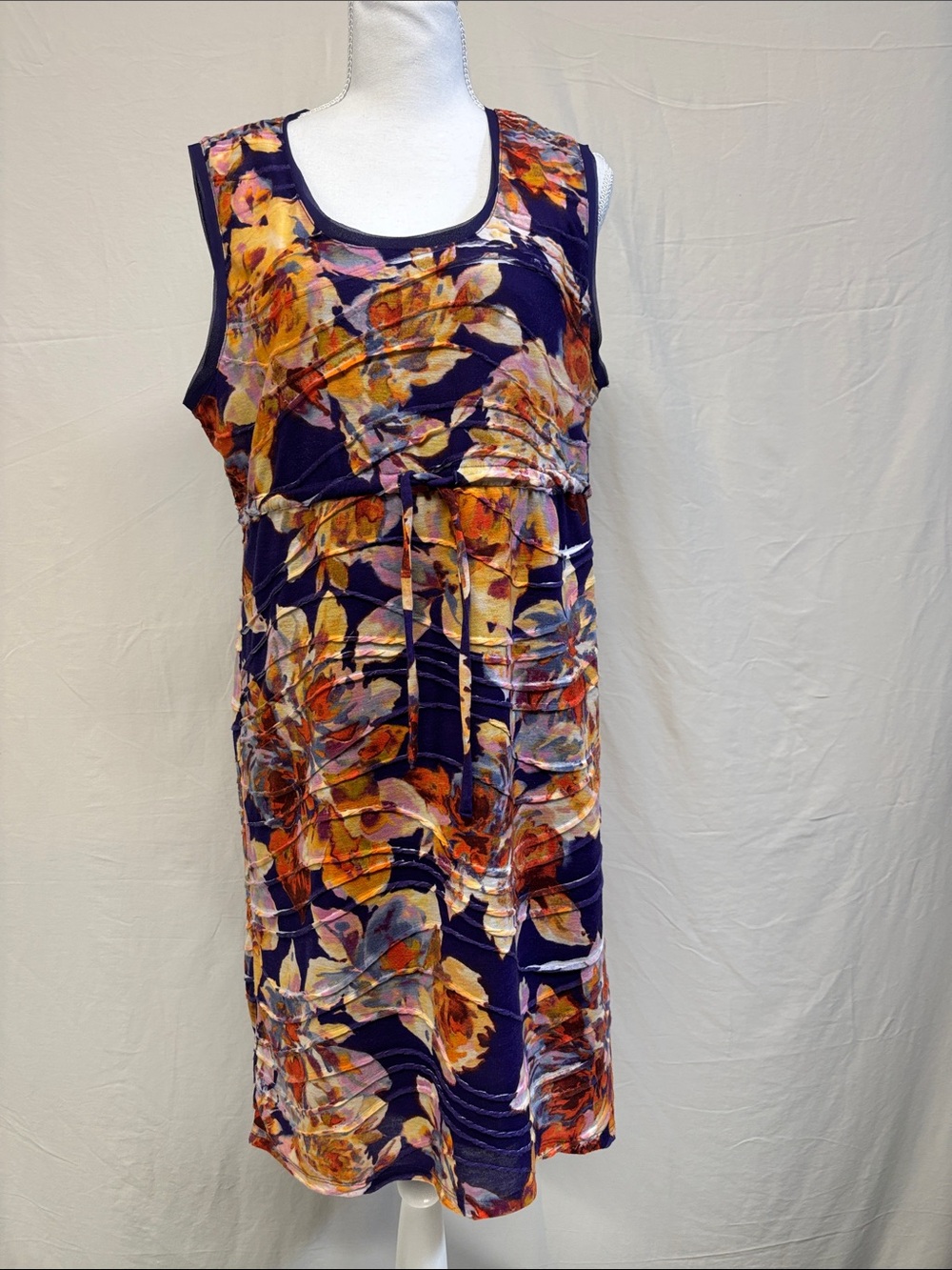 Simply Vera Vera Wang Purple Floral Tie-Waist Midi Dress